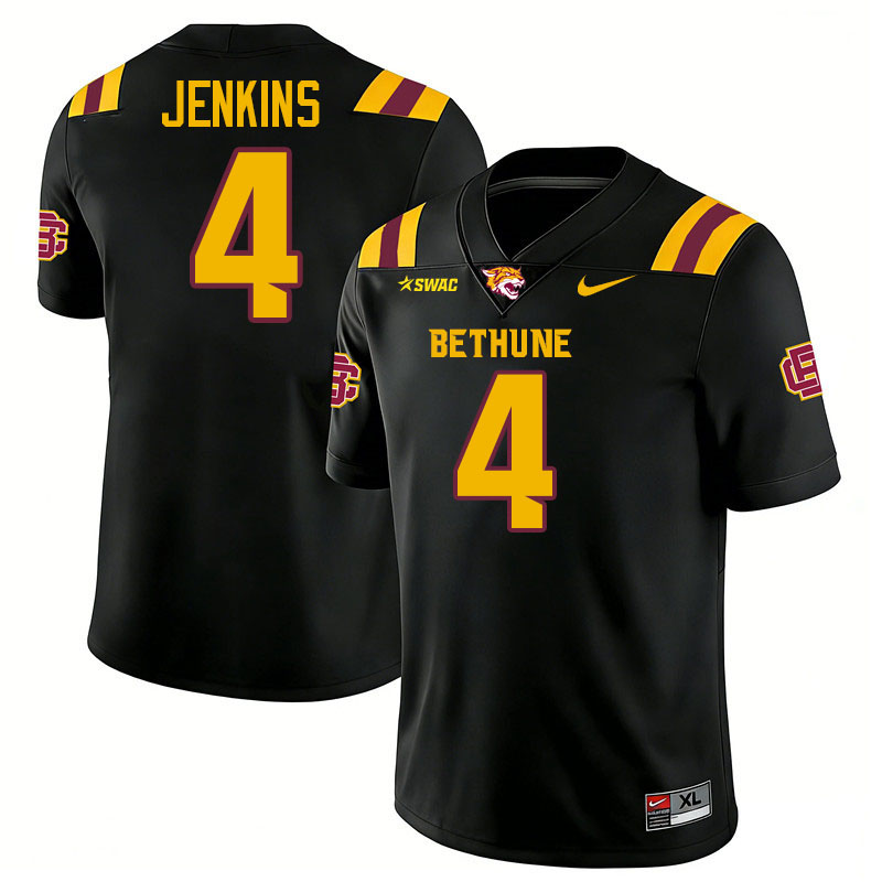 Bethune-Cookman Wildcats #4 Lorenzo Jenkins College Football Jerseys,Uniforms-Black